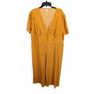ASOS Design Women's Curve Tea Jumpsuit Mustard Ditsy Floral Curve sz 20
